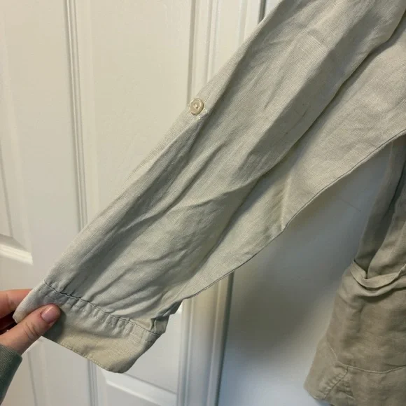 For Cynthia Linen Shirt Dress Top Womens M Beige Lagenlook Tunic Artsy Vacation - Picture 6 of 13